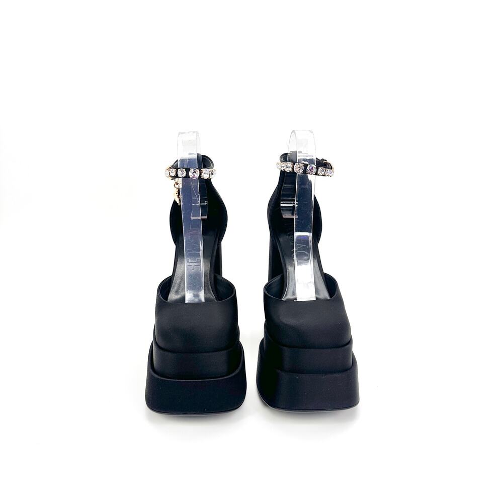 NIB Versace Aevitas Platform Pumps EU 37 US 7 Black Satin Crystal $1,575 - Picture 8 of 14